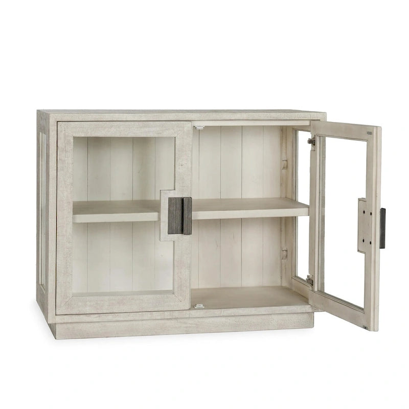 Zweitüriger Glas- und Eichenschrank