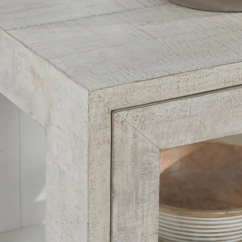 Zweitüriger Glas- und Eichenschrank