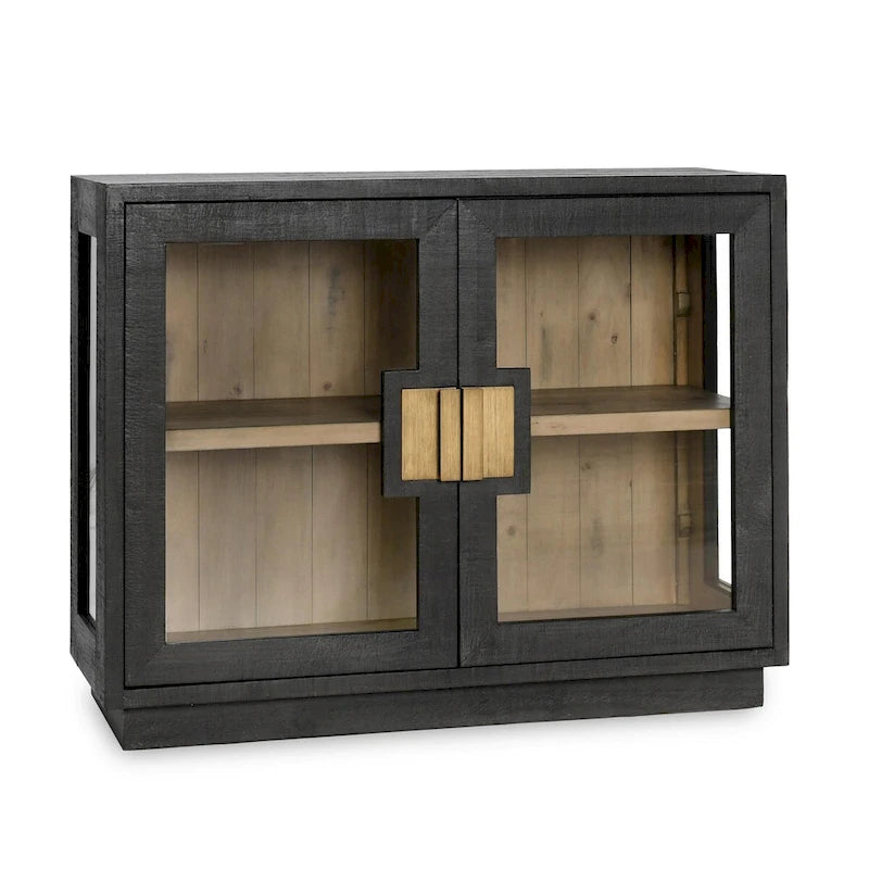 Zweitüriger Glas- und Eichenschrank
