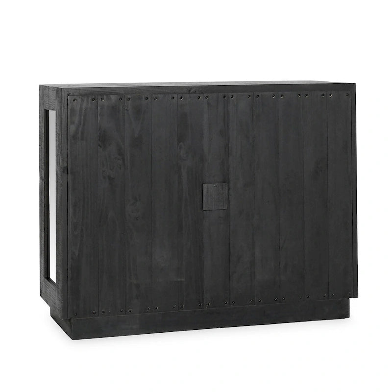 Zweitüriger Glas- und Eichenschrank