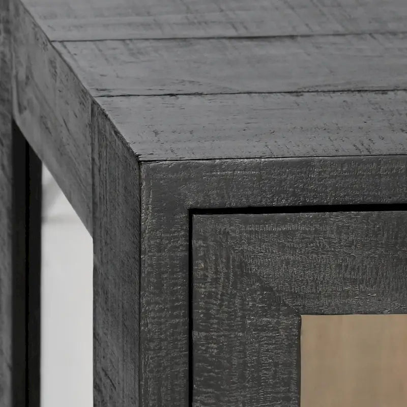 Zweitüriger Glas- und Eichenschrank