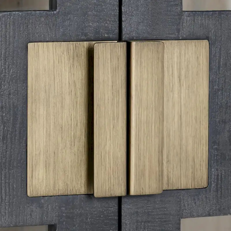 Zweitüriger Glas- und Eichenschrank