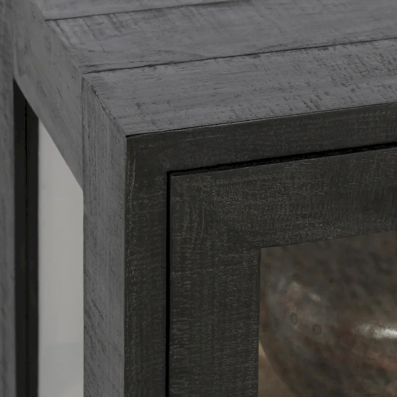 Zweitüriger Glas- und Eichenschrank