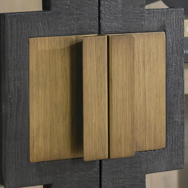 Zweitüriger Glas- und Eichenschrank
