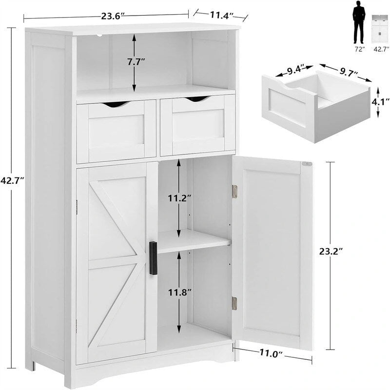 Bodenschrank mit 2 Türen, 2 Schubladen - 11.4T x 23.6B x 42.7H