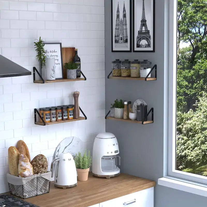 17-Inch Long 4.5 Deep Wooden Floating Kitchen Shelves
