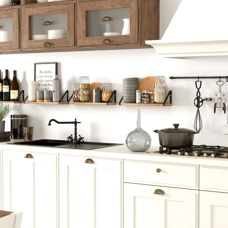 17-Inch Long 4.5 Deep Wooden Floating Kitchen Shelves