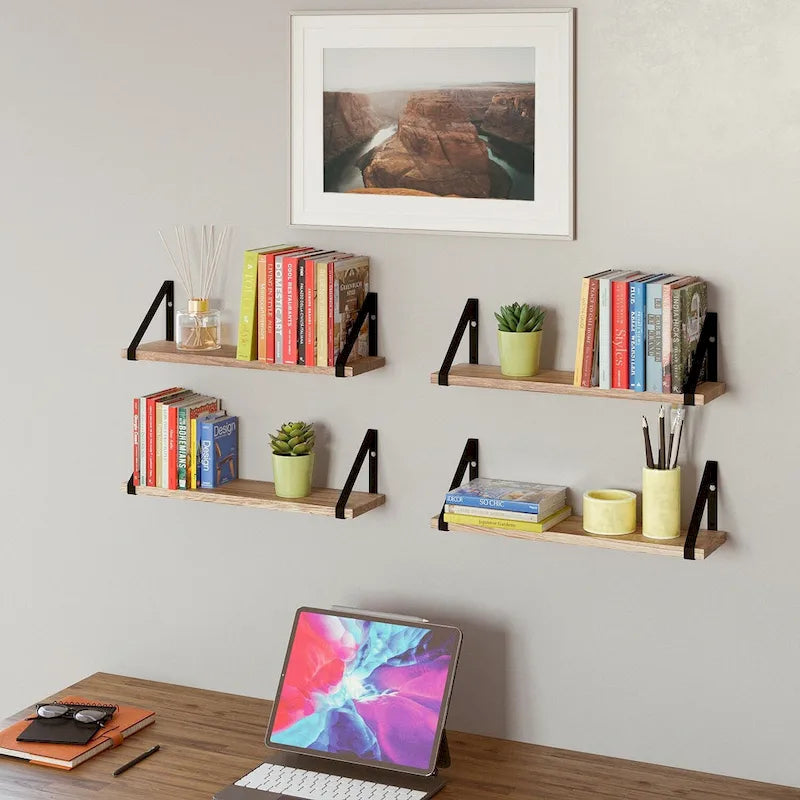 17-Inch Long 4.5 Deep Wooden Floating Kitchen Shelves