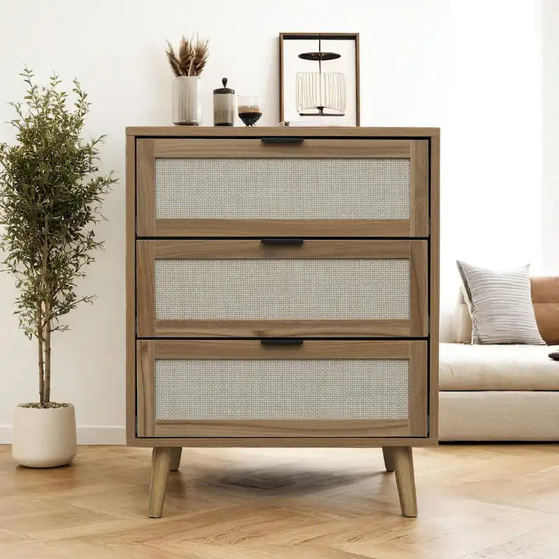 Rattan-Kommode mit 3 Schubladen – Schlafzimmer, Wohnzimmer & Arbeitszimmer