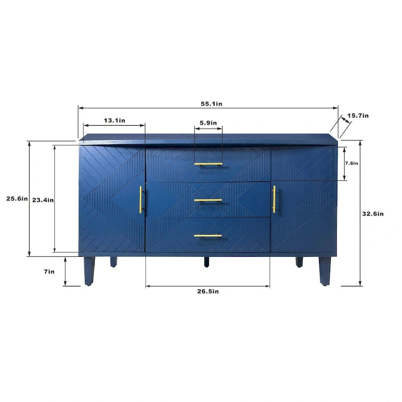 2-türiger 3-Schubladen-Schrank
