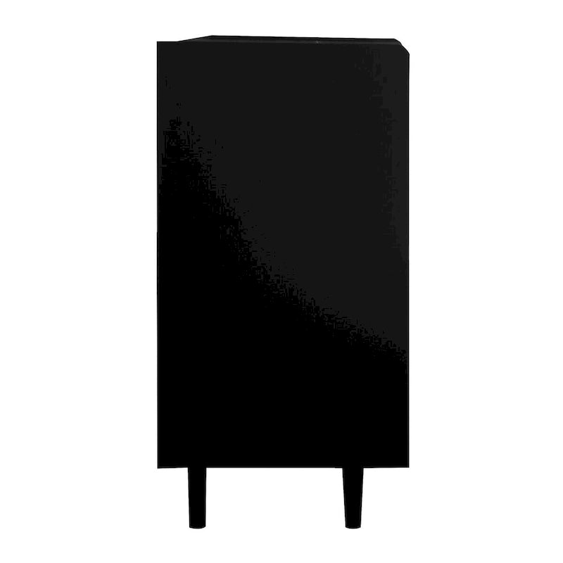 Sideboard Buffet-Schrank, schwarzer Aufbewahrungsschrank mit roten Türen, 2 Schubladen mit einzigartiger Paneel-Optik und 2 offenen Ablagefächern