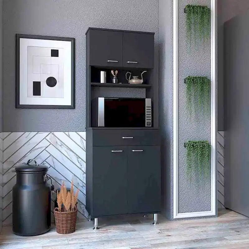 Zweitüriger Küchenschrank – Schwarze Wenge-Oberfläche