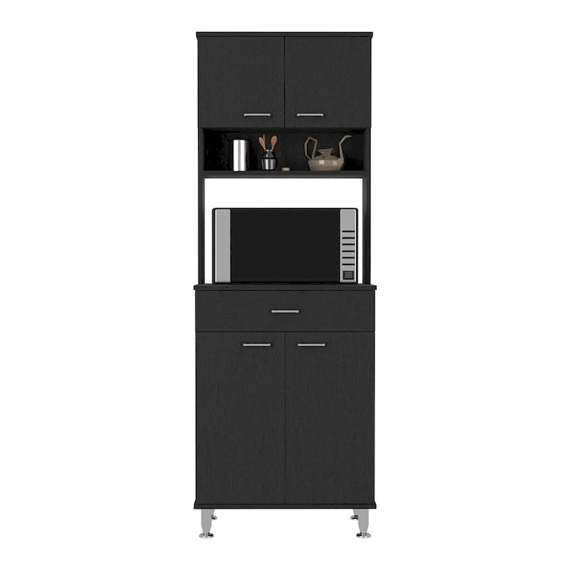 Two Double Door Kitchen Pantry Cabinet - Black Wengue Finish