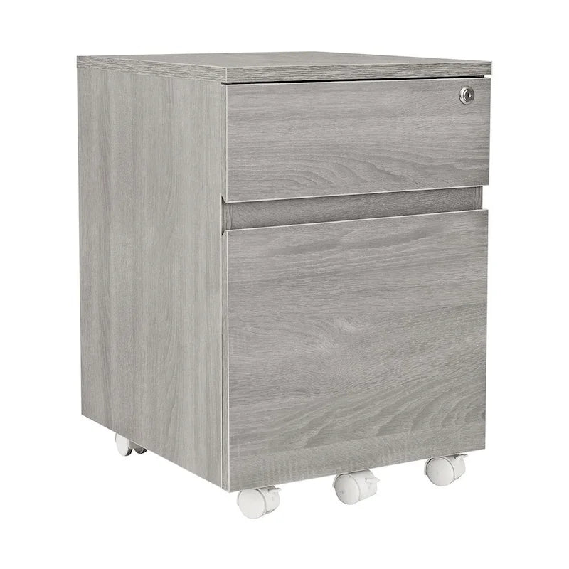 Rolling Two Drawer Storage File Cabinet with Lock
