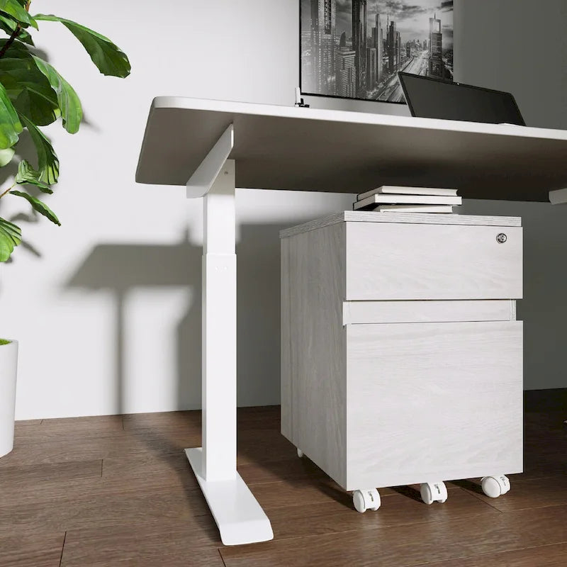 Rolling Two Drawer Storage File Cabinet with Lock