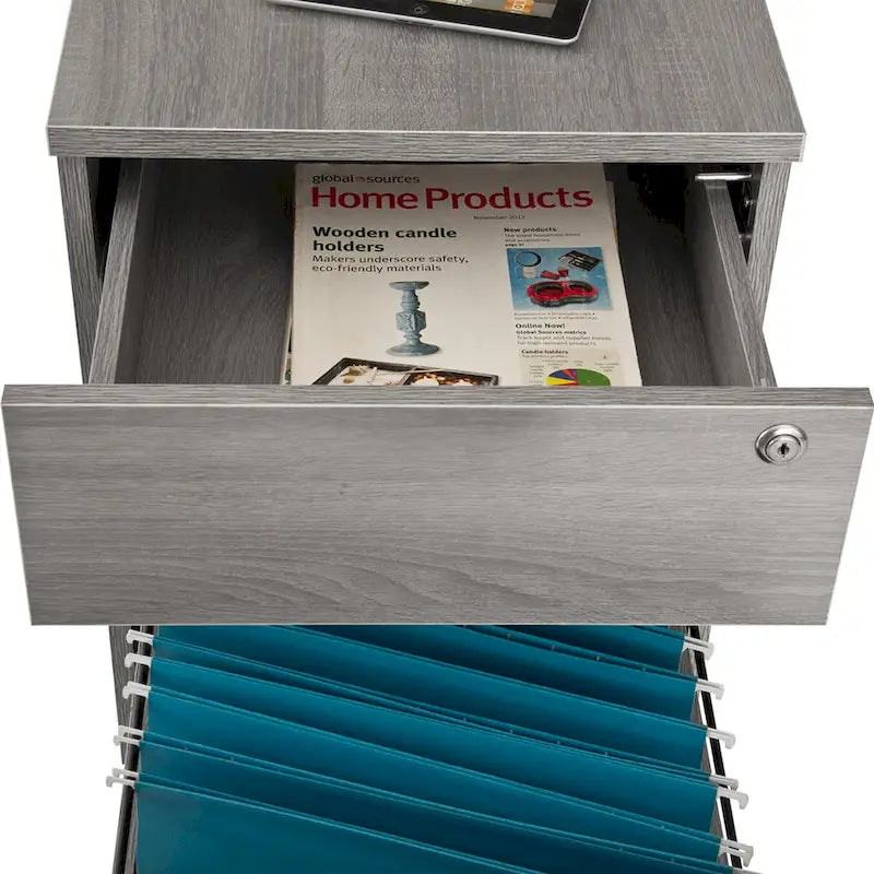 Rolling Two Drawer Storage File Cabinet with Lock