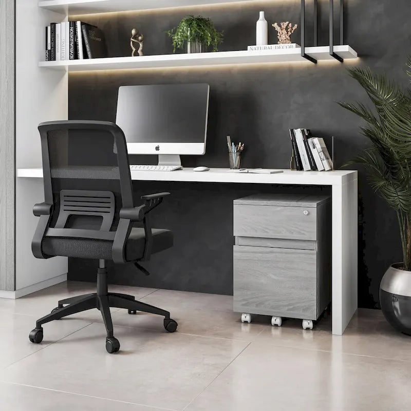 Rolling Two Drawer Storage File Cabinet with Lock