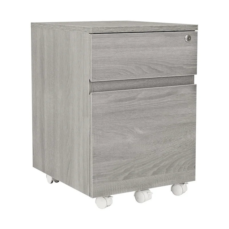 Rolling Two Drawer Storage File Cabinet with Lock