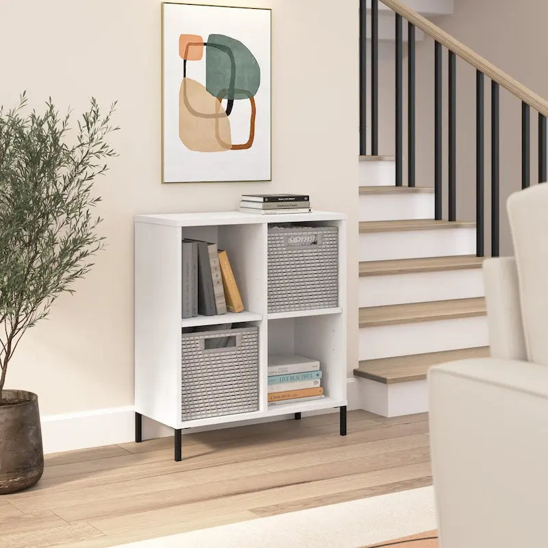 4 Cube Organizer Storage Bookcase with Steel Feet