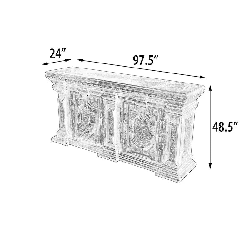 Grand Sideboard - Hand-Painted Solid Wood, 97.5W x 48H