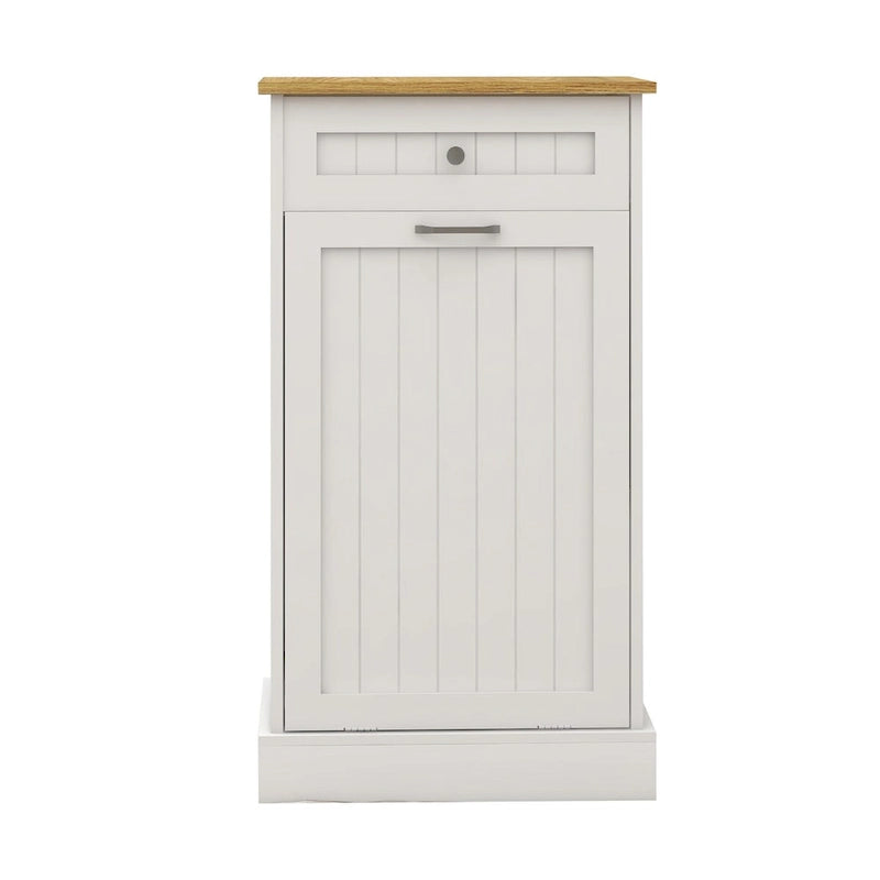 One Drawers and One-Compartment Tilt-Out Trash Cabinet Kitchen Trash Cabinet-White