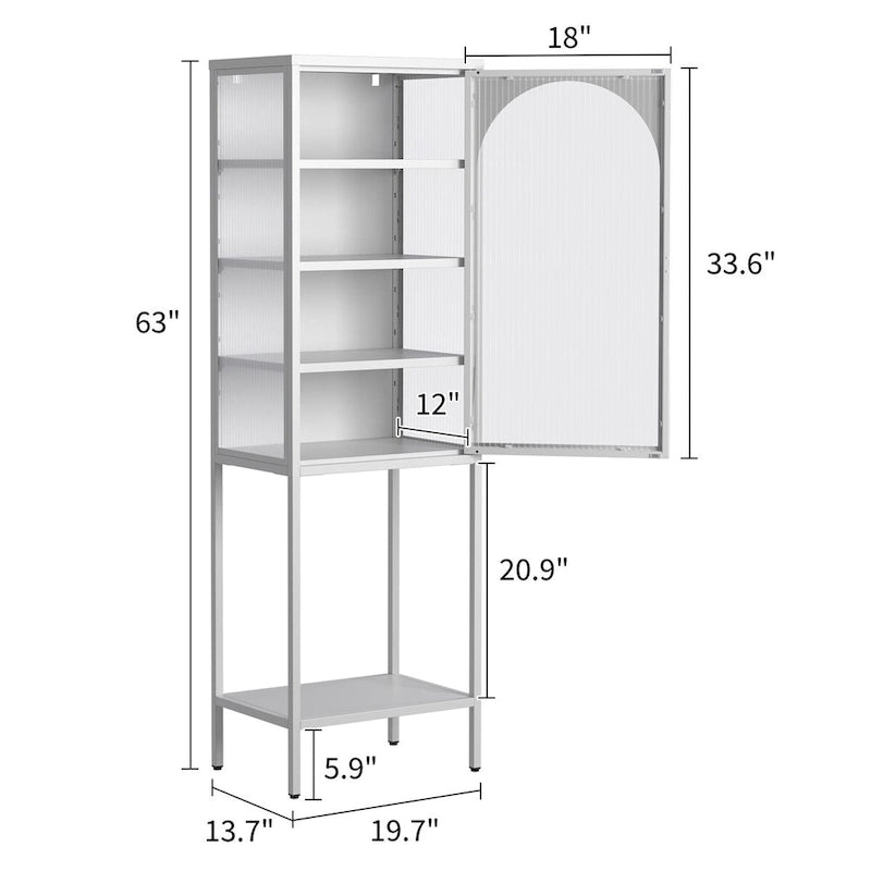 Metall-Glastüren-Vitrinenschrank – 5-stöckiges Würfel-Bücherregal mit 3 verstellbaren Einlegeböden