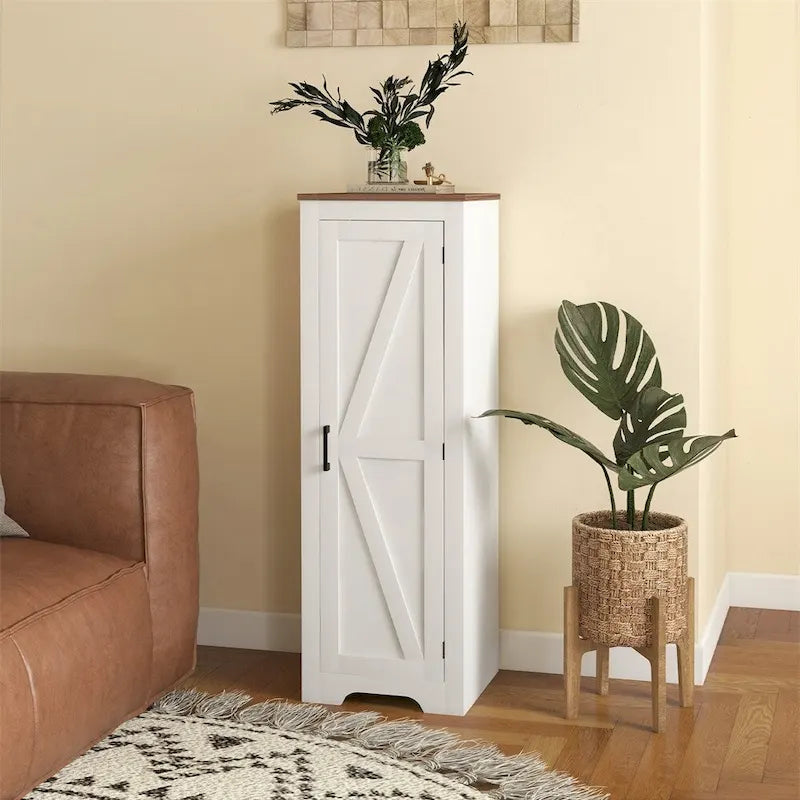 Bauernschrank mit Regal, Akzentschrank mit Einzeltür im Scheunentor-Stil